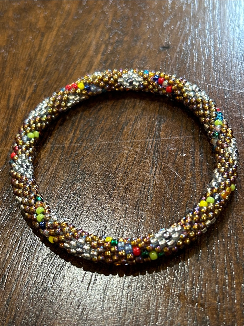 Sashka Multicolor Seed Bead Gold-Tone Stretch Bracelet